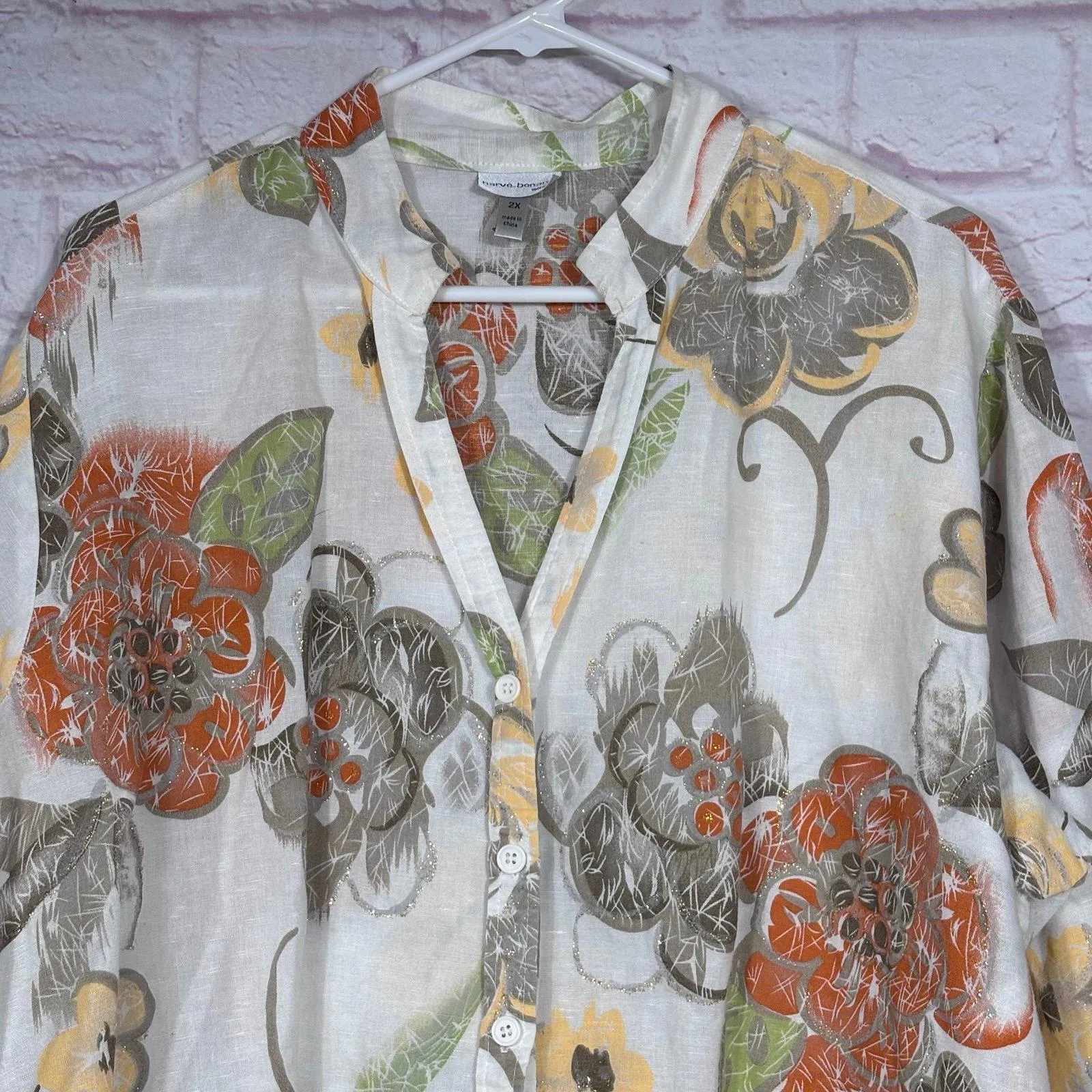 Harvé Benard Women's Floral Button-Up Shirt Size 2X - Image 3