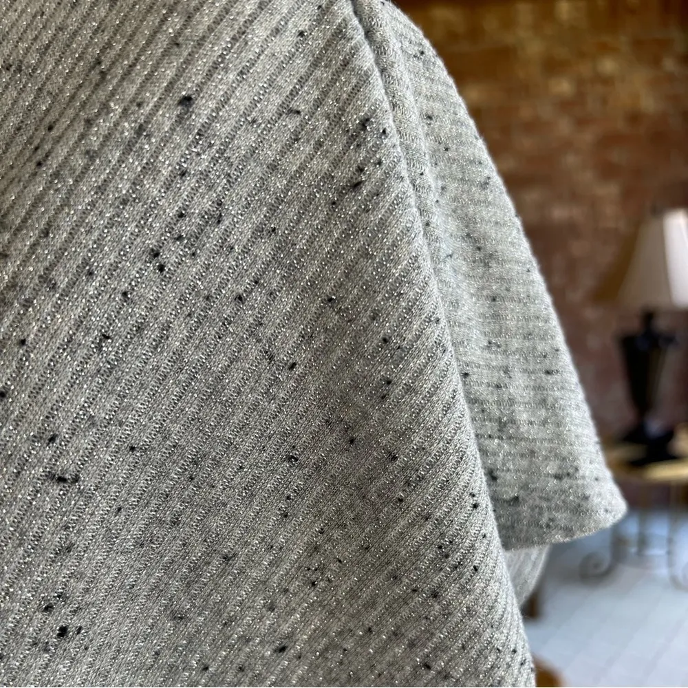 INC Top Twist Knot Metallic Knit Silver Gray Dolman Short Sleeve M Chic Sparkle Size M - Image 3