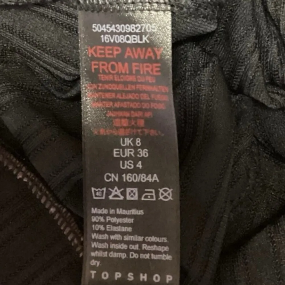 Topshop Anita Black Ribbed Belted Wide Leg Square Neck Sleeveless Jumpsuit Sz 4 - Image 8