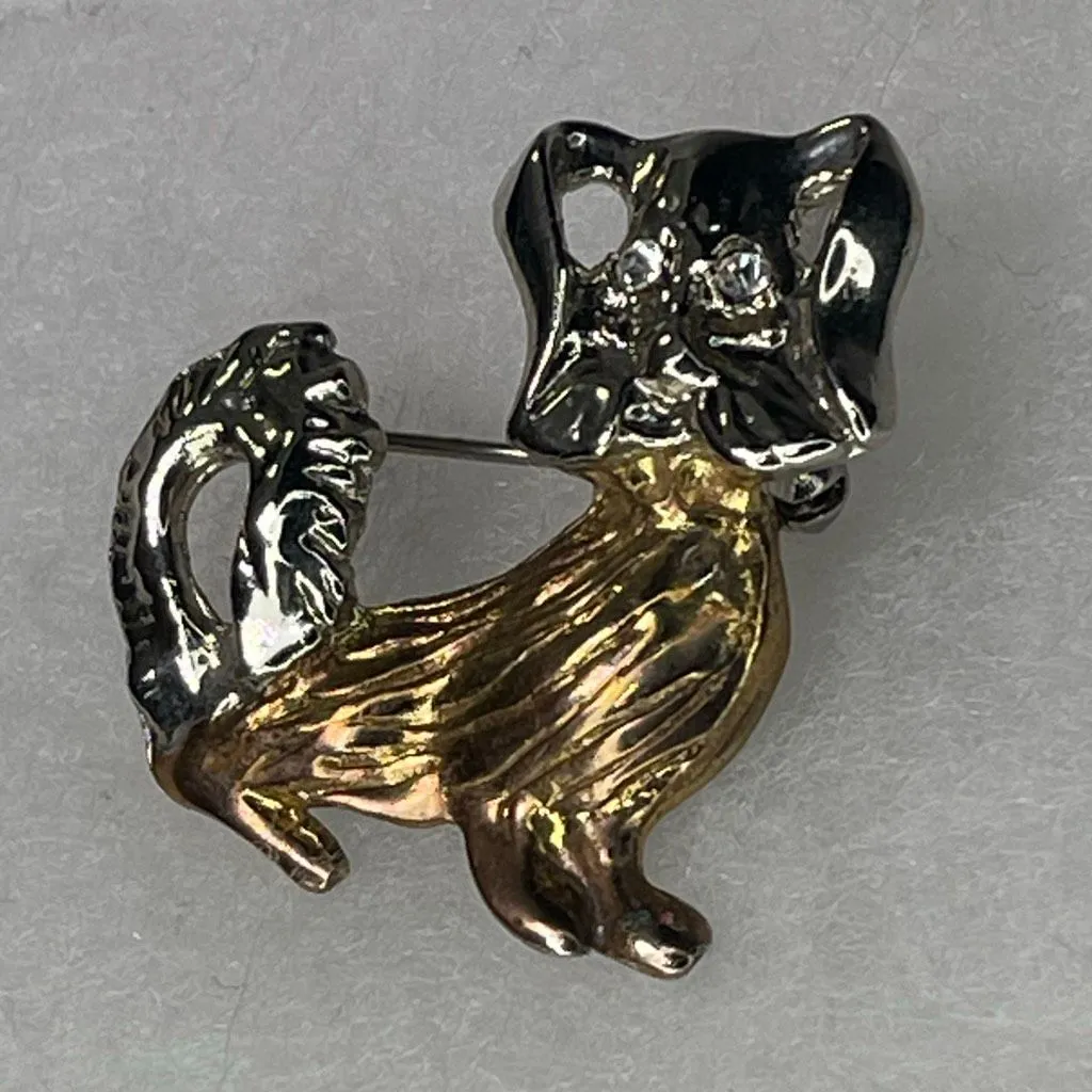 Vintage two tone Scotty dog Terrier brooch. Gold - Image 2