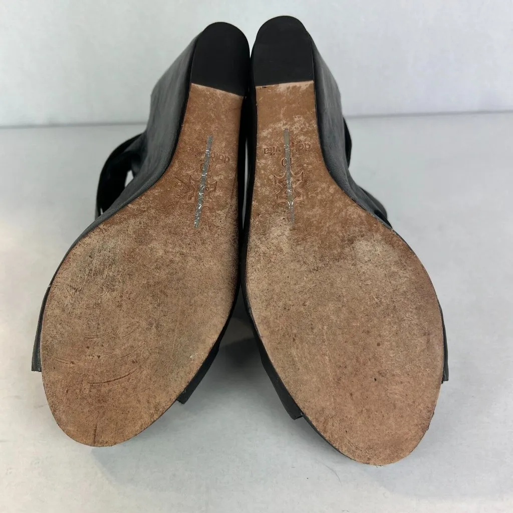 Dolce Vita Heels‎ Sandals Womens 10 Black Leather Open Toe Strappy Criss Cross - Image 10