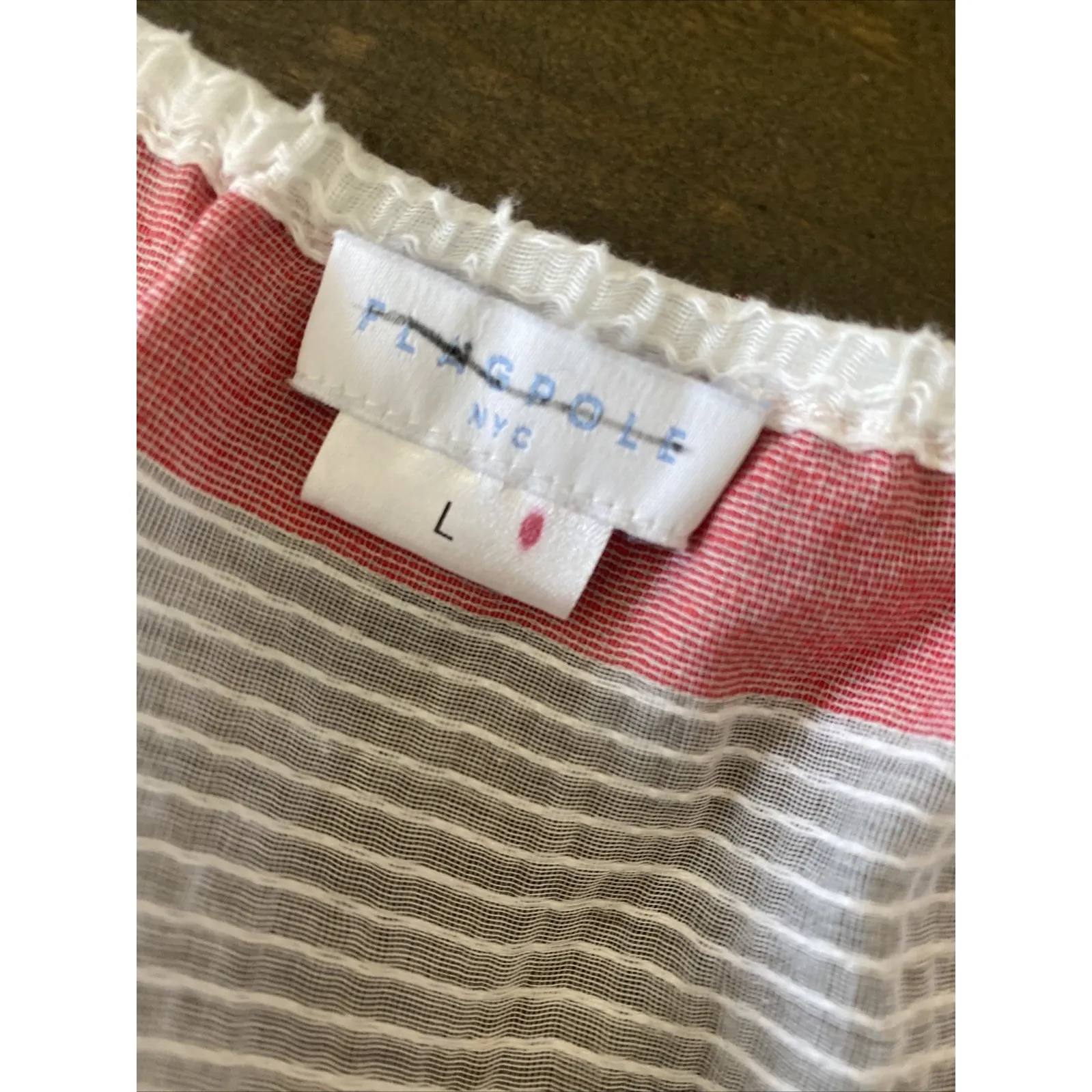 Flagpole NYC Womens Large Sheer Stripe Melissa Crop Top Euro Resort Sheer Clean White - Image 6