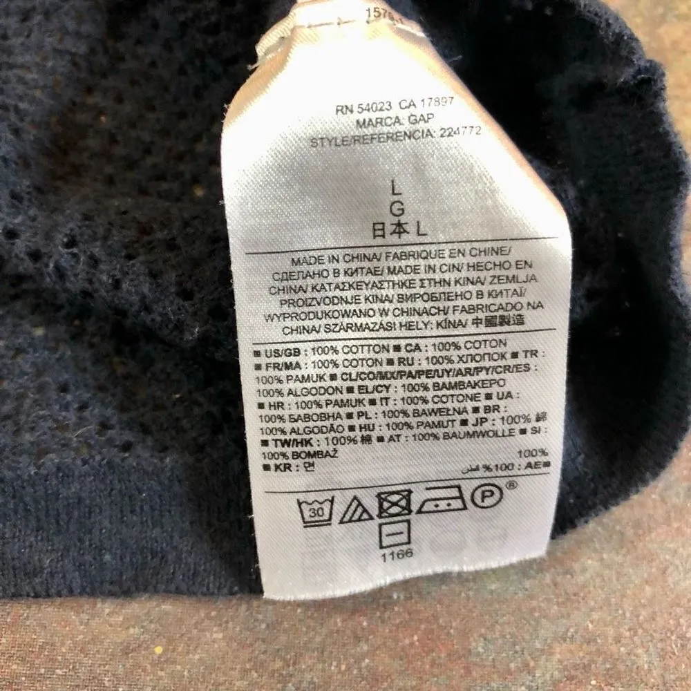 Gap Women’s Classic Mesh Navy Long Sleeve V-neck Pullover  Size Large - Image 8