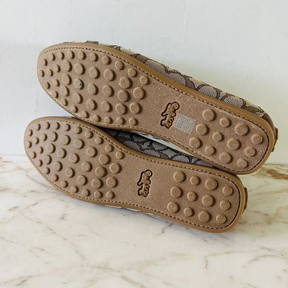 COACH Khaki Saddle Greenwich Signature Jacquard Logo Print Loafer - US 7 - Image 8