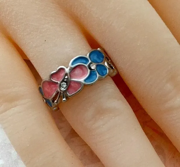 Pink & Blue Butterfly Ring, Size 8 Multiple - Image 4
