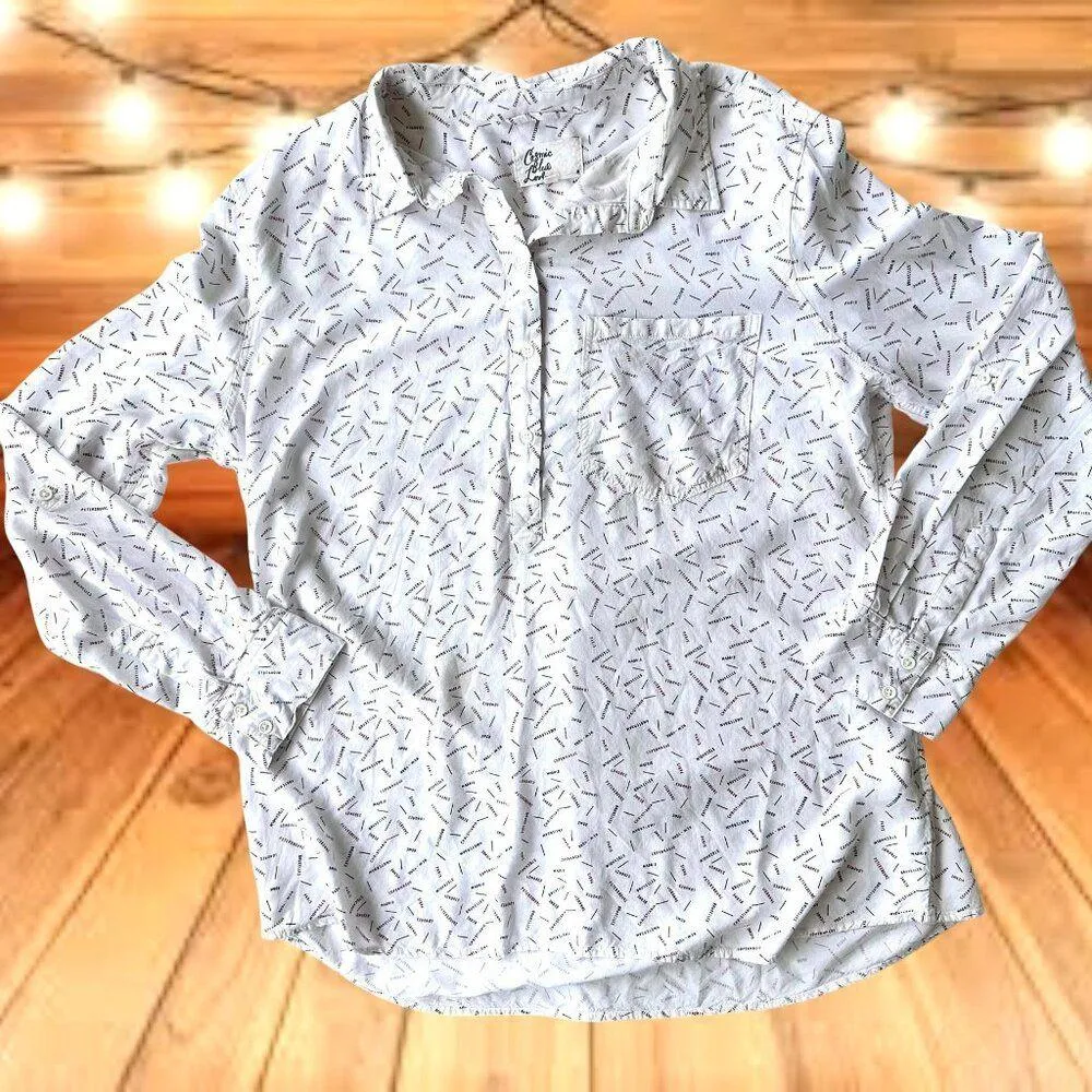 Cosmic Blue Love Roll Tab Sleeve Shirt XL White Hi Low New York Paris Traveler - Image 7