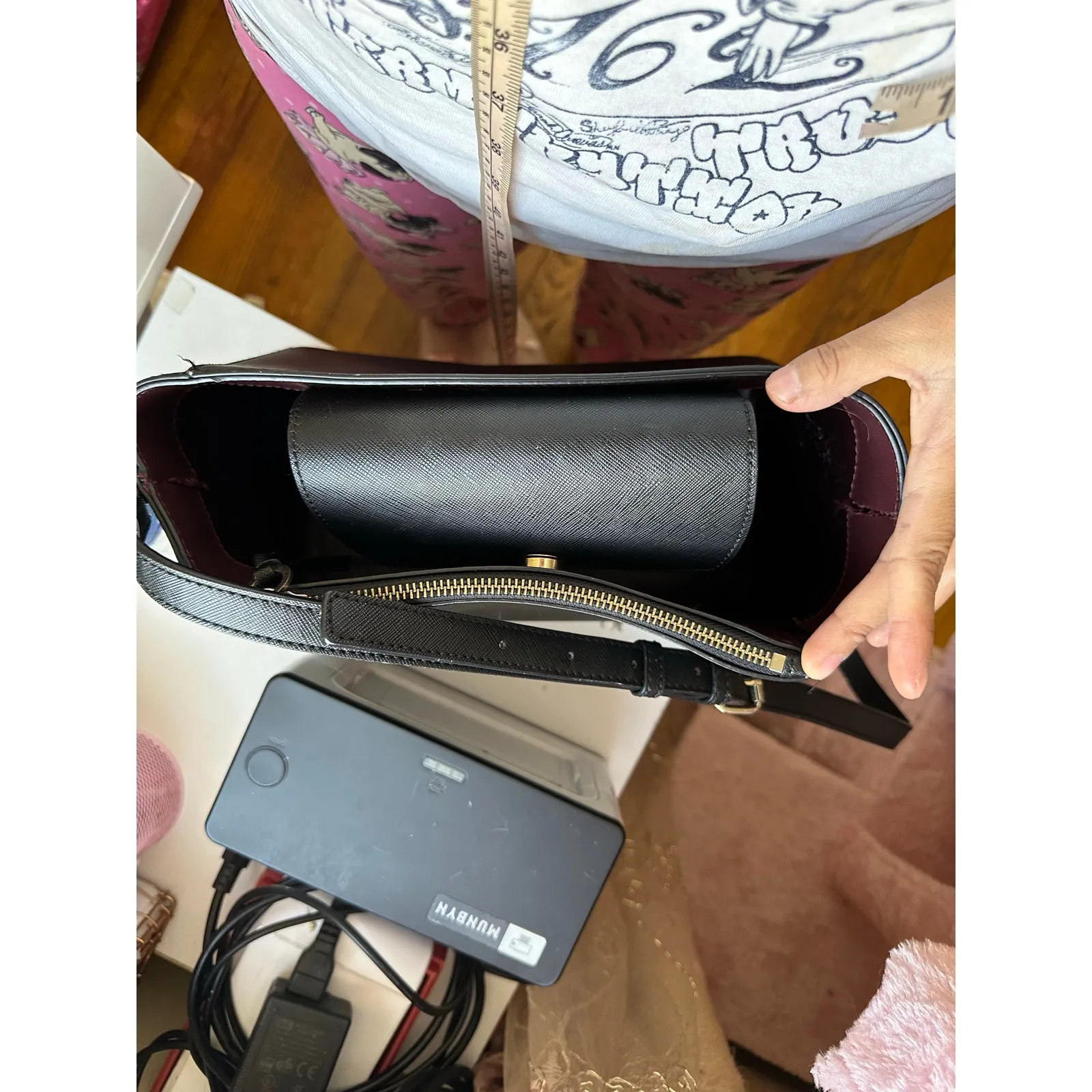 Zara Basic Collection Crossbody Purse Black Faux Leather - Image 6