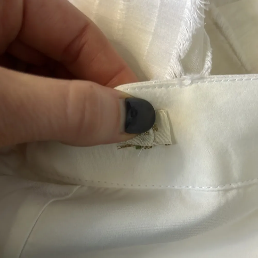 Marie Oliver White Silk Linen Blend Button Skirt Size 4 - Image 7