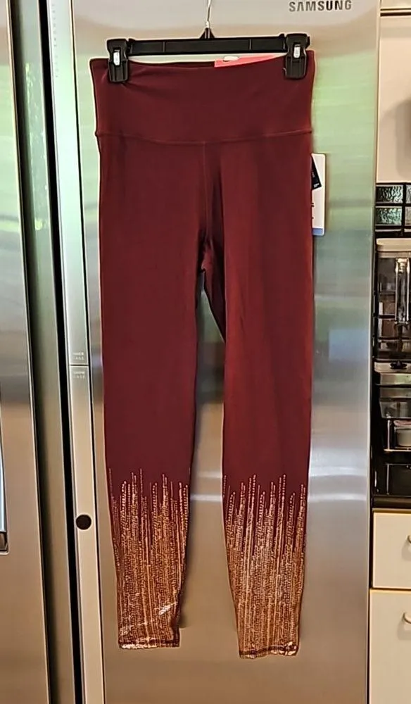 💕MARIKA💕 Marley Metallic Sports Bra + Leggings Grape Wine/ Copper Medium M NWT - Image 12
