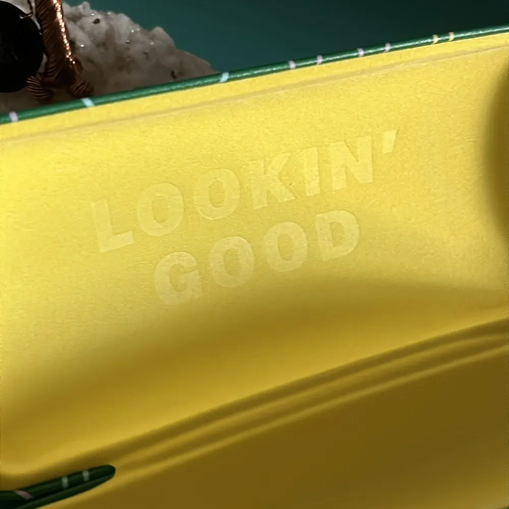 Hard Shell Clam Closure Sunglasses Travel Case Green with Graphic Print - Image 2