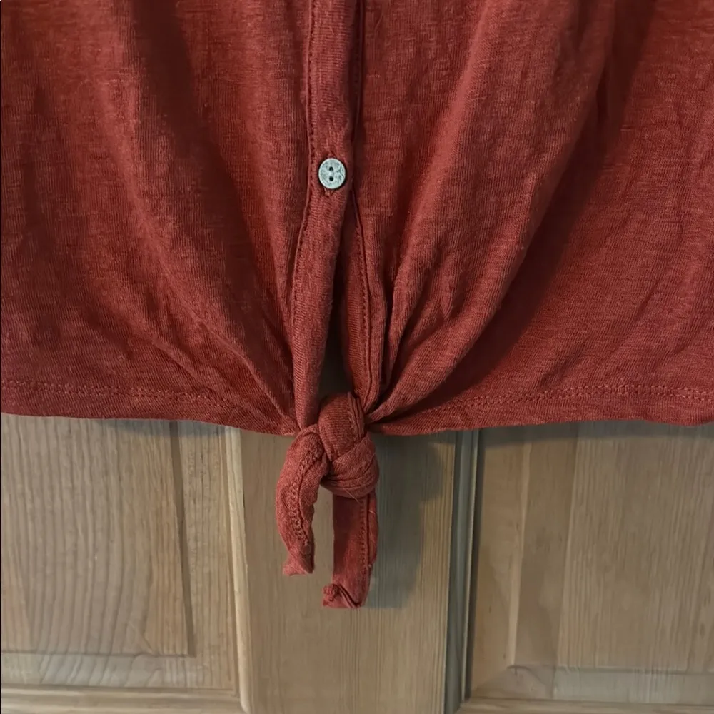 Rachel Zoe Size Medium Women's 100% Linen Button Down Rust Top - Image 2