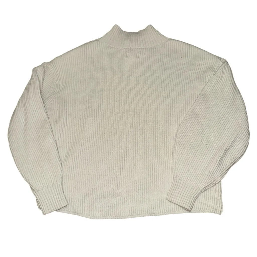 Maeve  Easy Mock Neck Ribbed pullover sweater white women’s size medium - Image 3