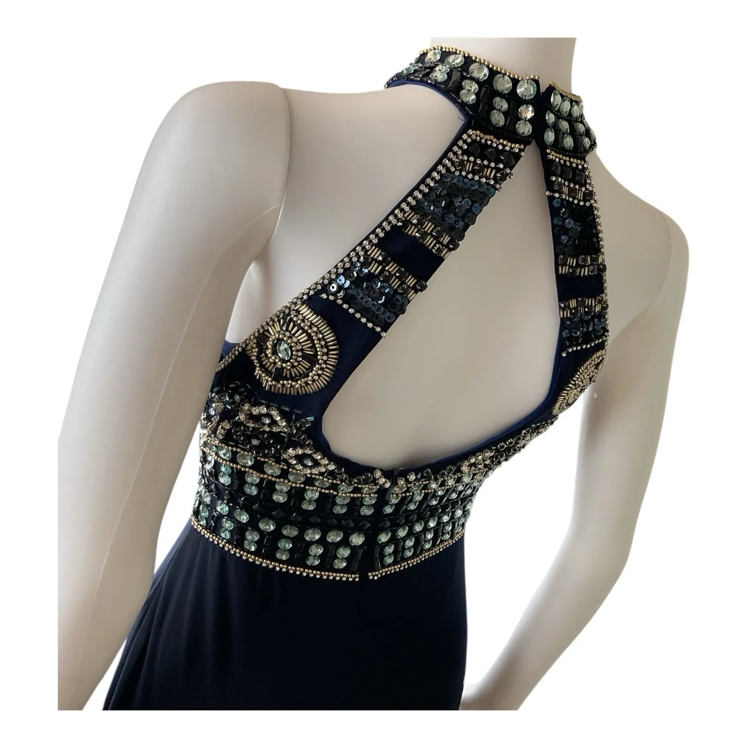 Aspeed Hand Beaded Formal Gown Prom Dress Blue Formal Elegant Floor Length Small - Image 9