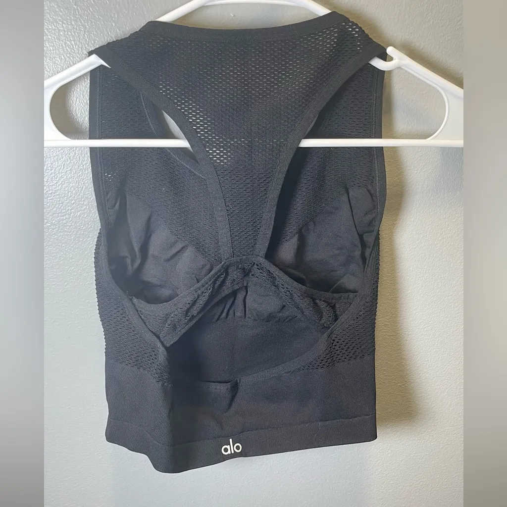 Alo Women's Mesh Racerback Black Tank‎ Size S/M - Image 2