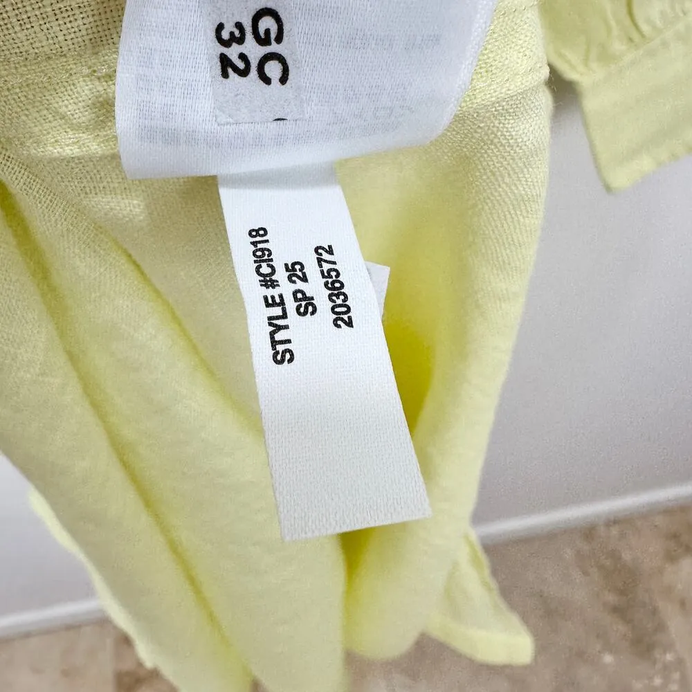 J.Crew Cabana Dress Linen Midi Long Sleeve Pale Flax Yellow Belted Small NWT - Image 12