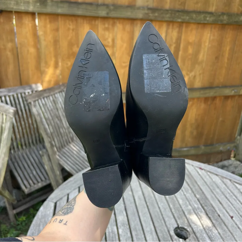 CALVIN KLEIN black Point-Toe Ankle‎ Booties in black size 9.5 - Image 10