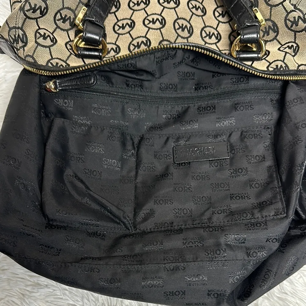 Michael Kors Black and Tan Tote Bag with Dustbag - Image 12