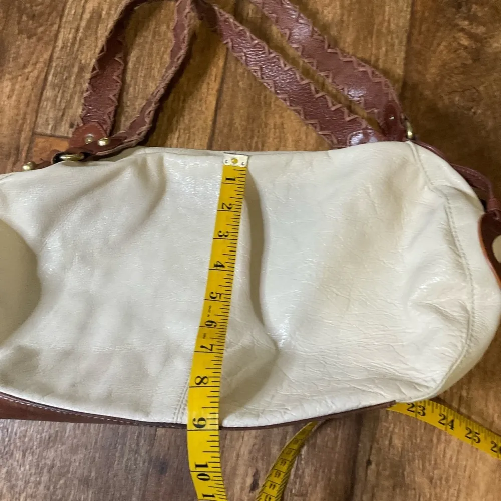 Allison Scott Handbag Purse White With Brown Leather‎ Detail Purse Shoulder - Image 4