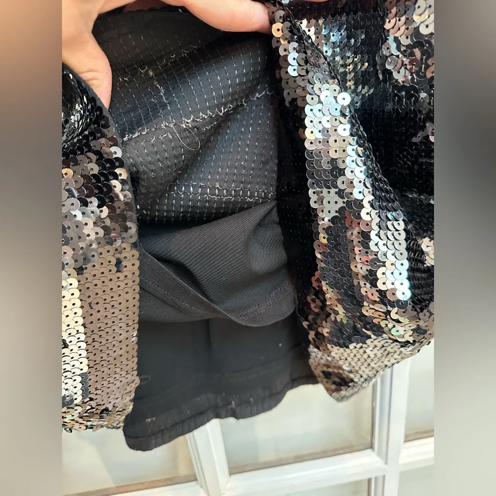 Vintage Betsey Johnson Y2K Punk Black Silver Sequin Striped Dress Size 6 NWT - Image 8