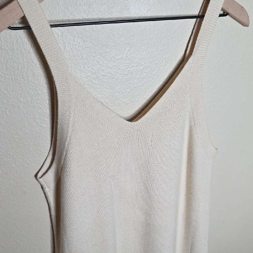 BURU Tank Sweater Knit Dress Long Sleeveless Ivory Womens Size S/M Size M - Image 6