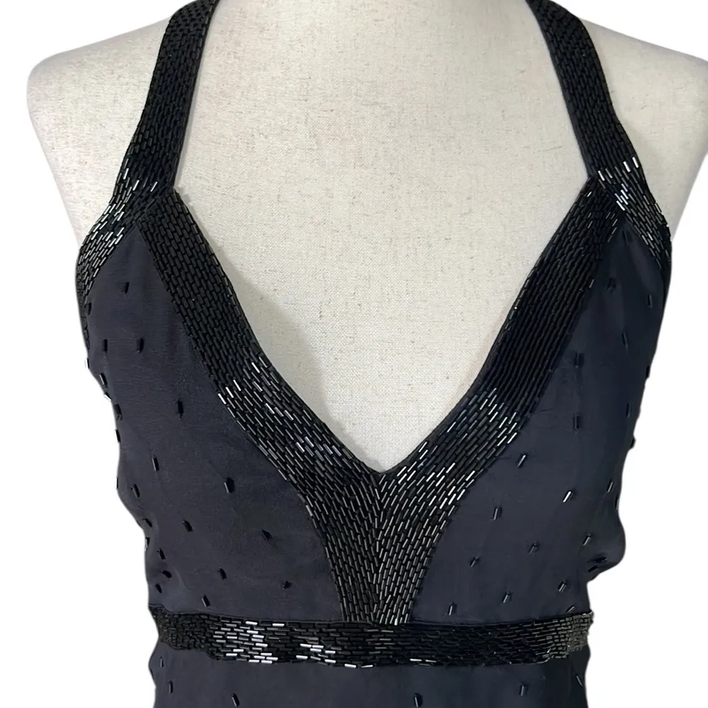 Tokyo Denim Black Silk Beaded Halter with exposed Back - Image 5