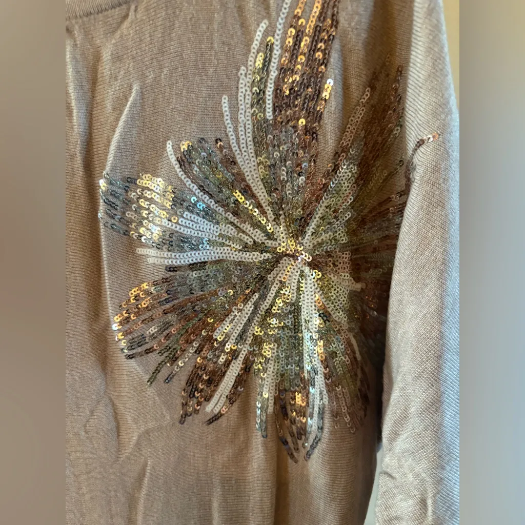 INC International Concepts Sequin Embellished Tunic in Gold and Brown - Image 2