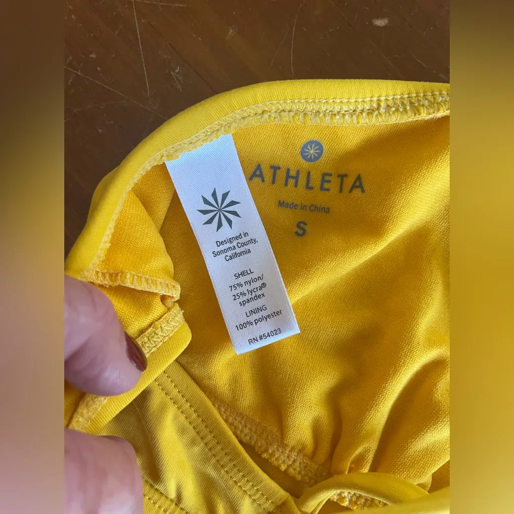 Athleta butter yellow bikini, cheeky ruched bottoms, strappy back top; S / M - Image 8