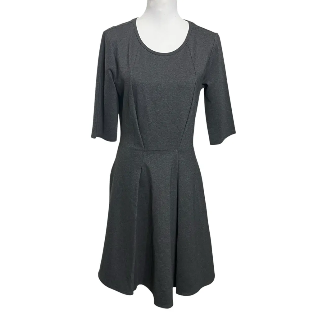 Weekend Max Mara Fit & Flare Jersey Dress L Charcoal Gray Minimalist Workwear - Image 2