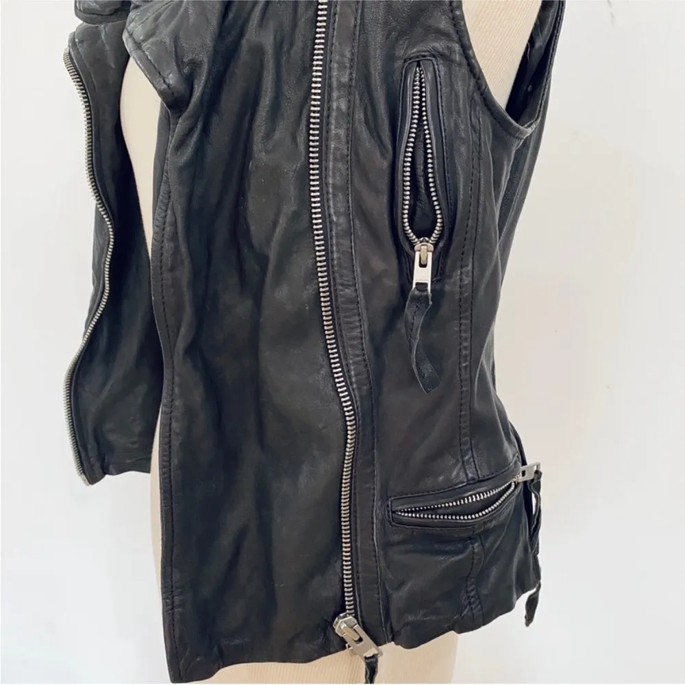 All Saints black leather moto vest NEW - Image 8