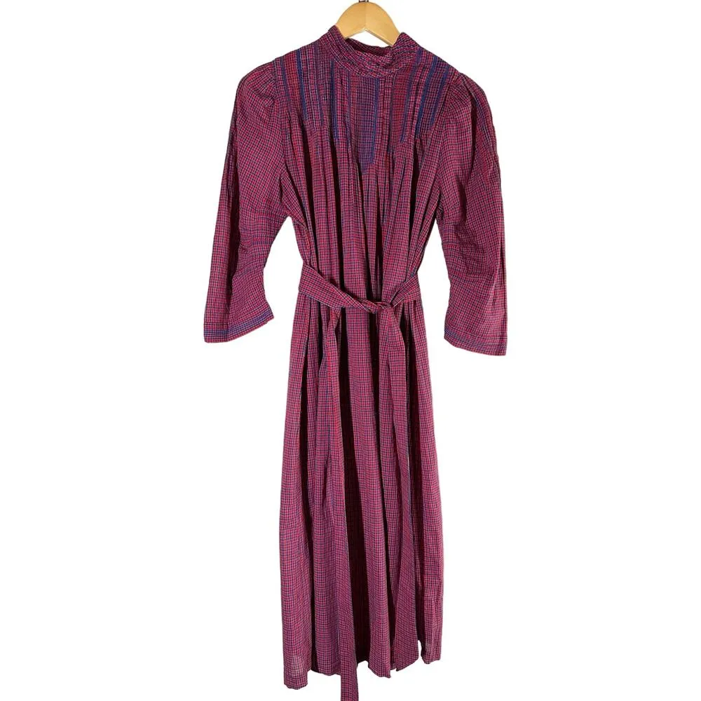 DÔEN Ranger Belted Organic Cotton Midi Dress Rossendale Valley Plaid Size Small - Image 3