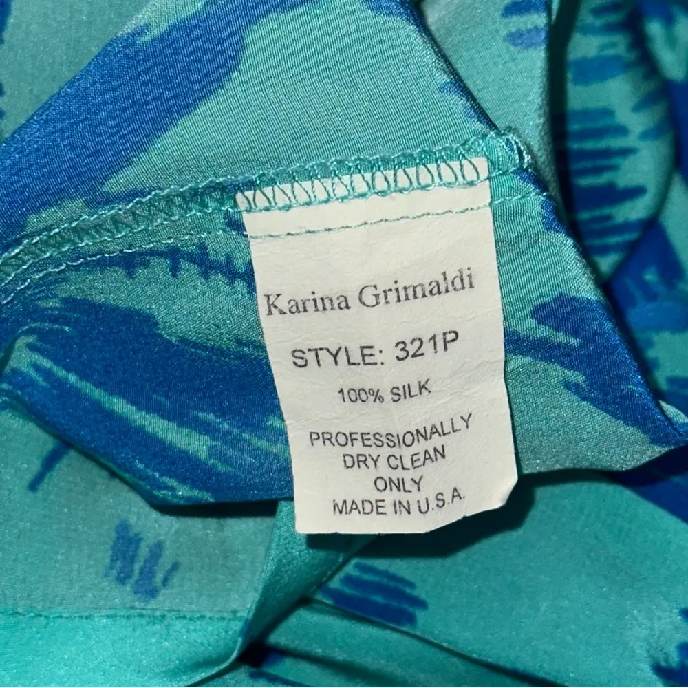 Karina Grimaldi Women’s S Caribbean Blue Flower Silk Gardenia Print Mini Dress - Image 8