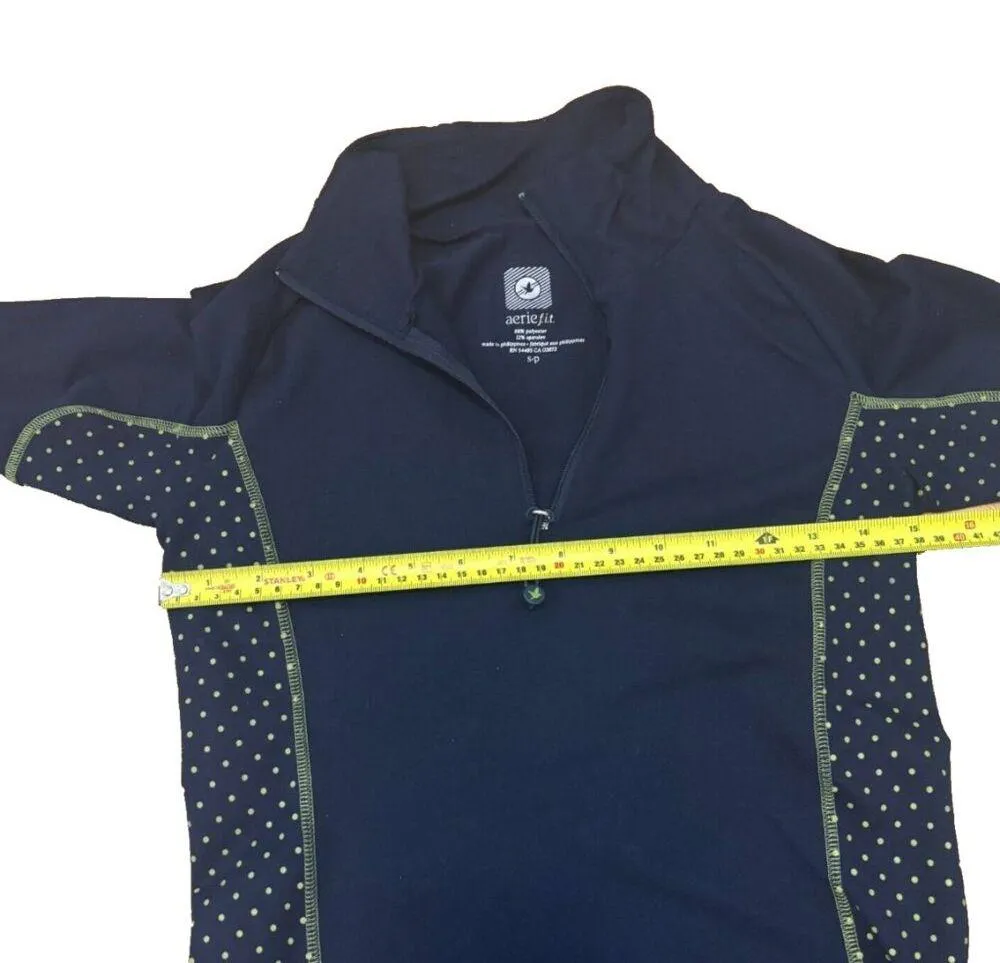 Aerie Fit Women's Long Sleeve Zipper Navy Blue Thermal Workout Tops Size SP - Image 3