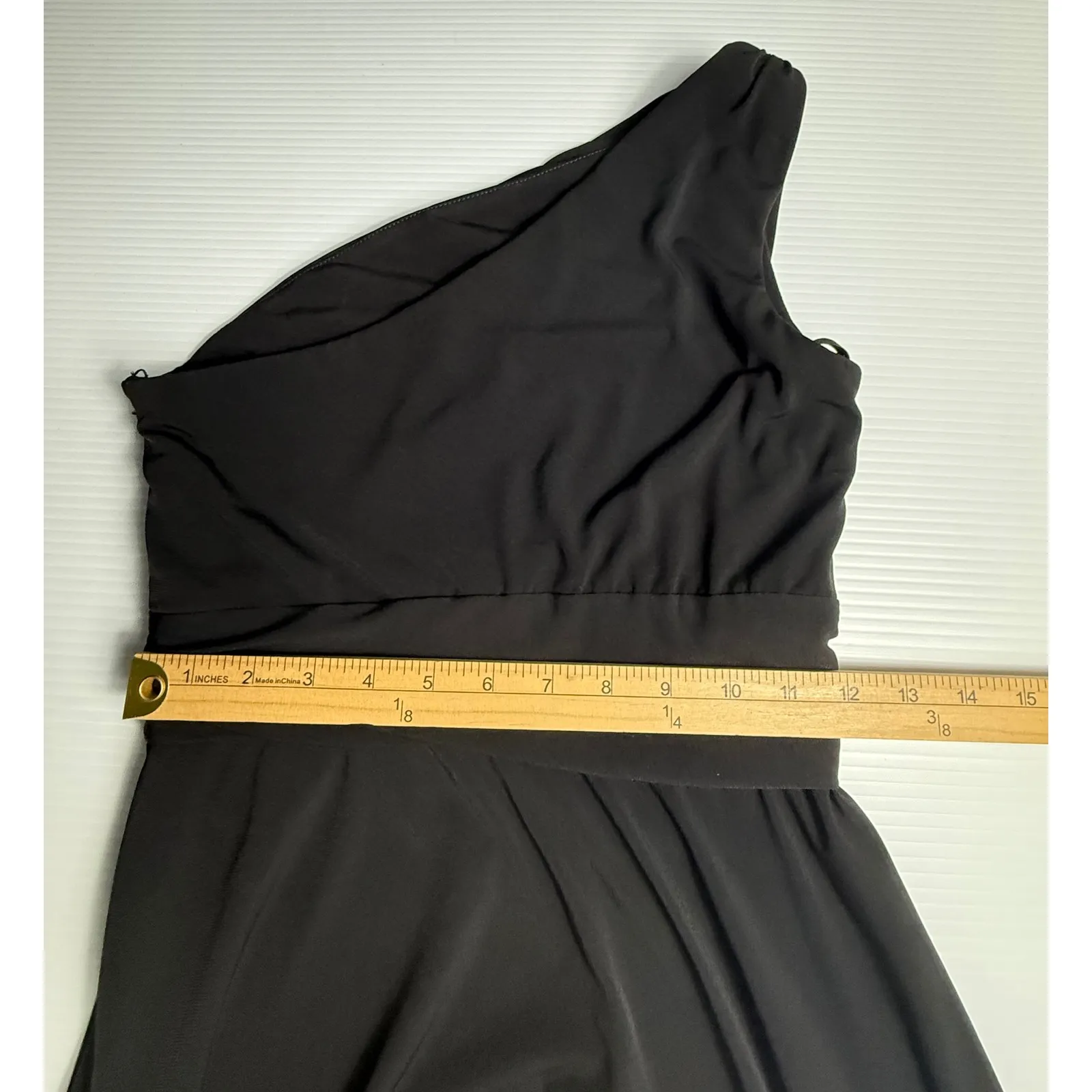 Amsale Black One Shoulder‎ Dress Cocktail Party Evening Event Size 4 - Image 4