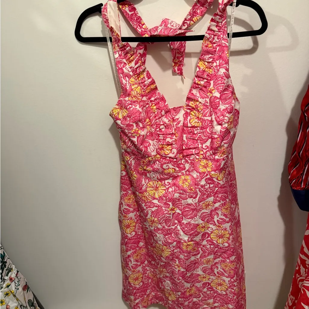 Lilly Pulitzer Lanvin Chum Bucket Pink Halter Style Mini Dress - Size 8 - Image 3