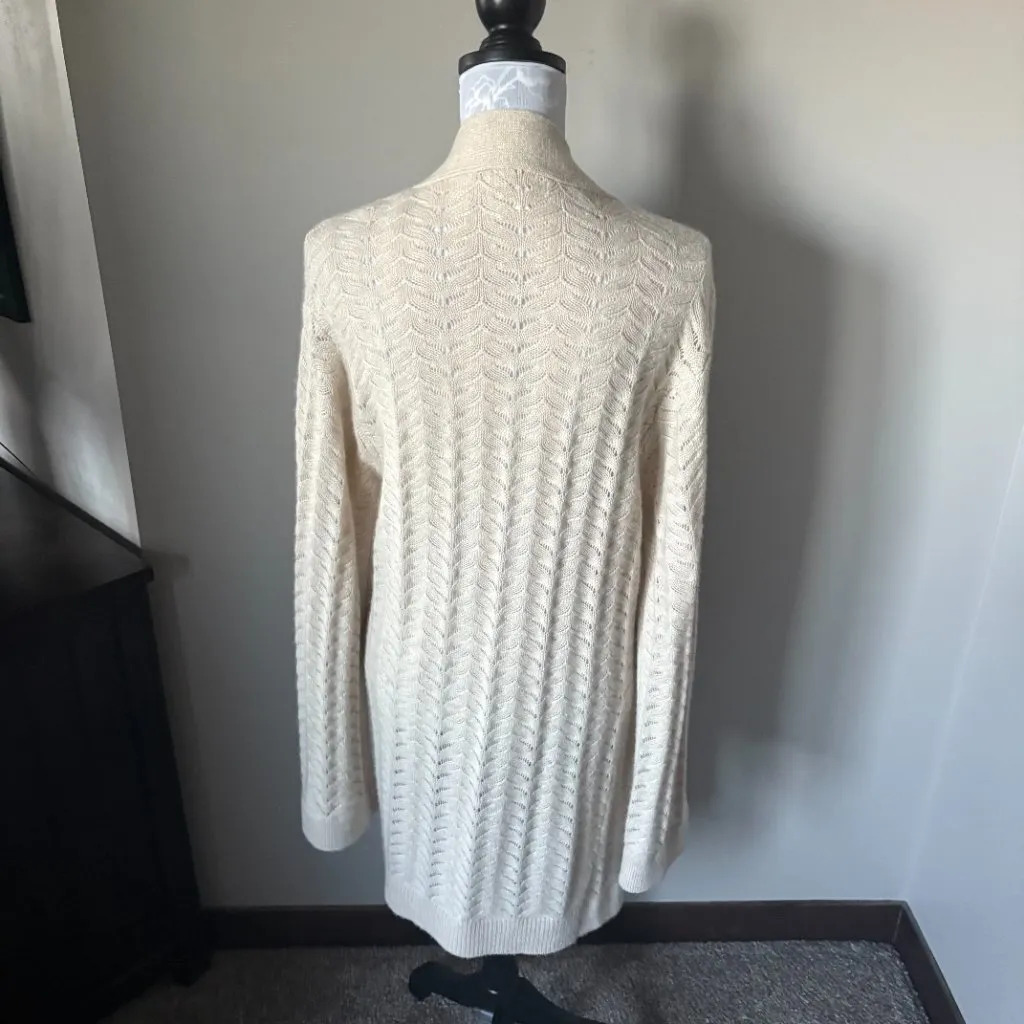 JOHNNY WAS Camille Kimono Cardigan Sweater Large Cashmere Linen Beige Womens - Image 2