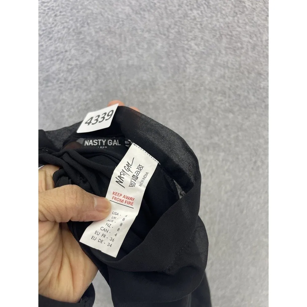 Nasty Gal Women's Wrap Beach Sarong Skirt Solid Black Mesh Long Size 4 - Image 5