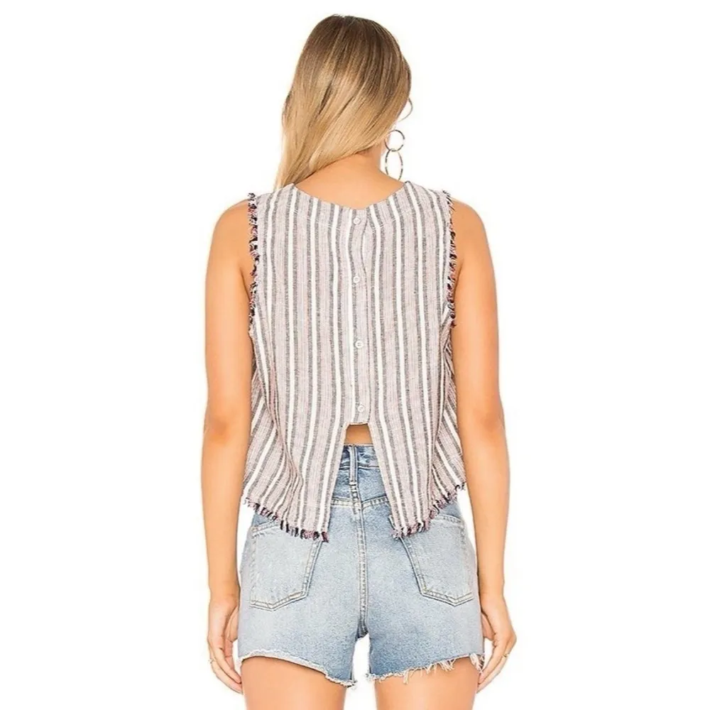 Bella Dahl Fray Button Back Top in Americana Stripe - Image 3