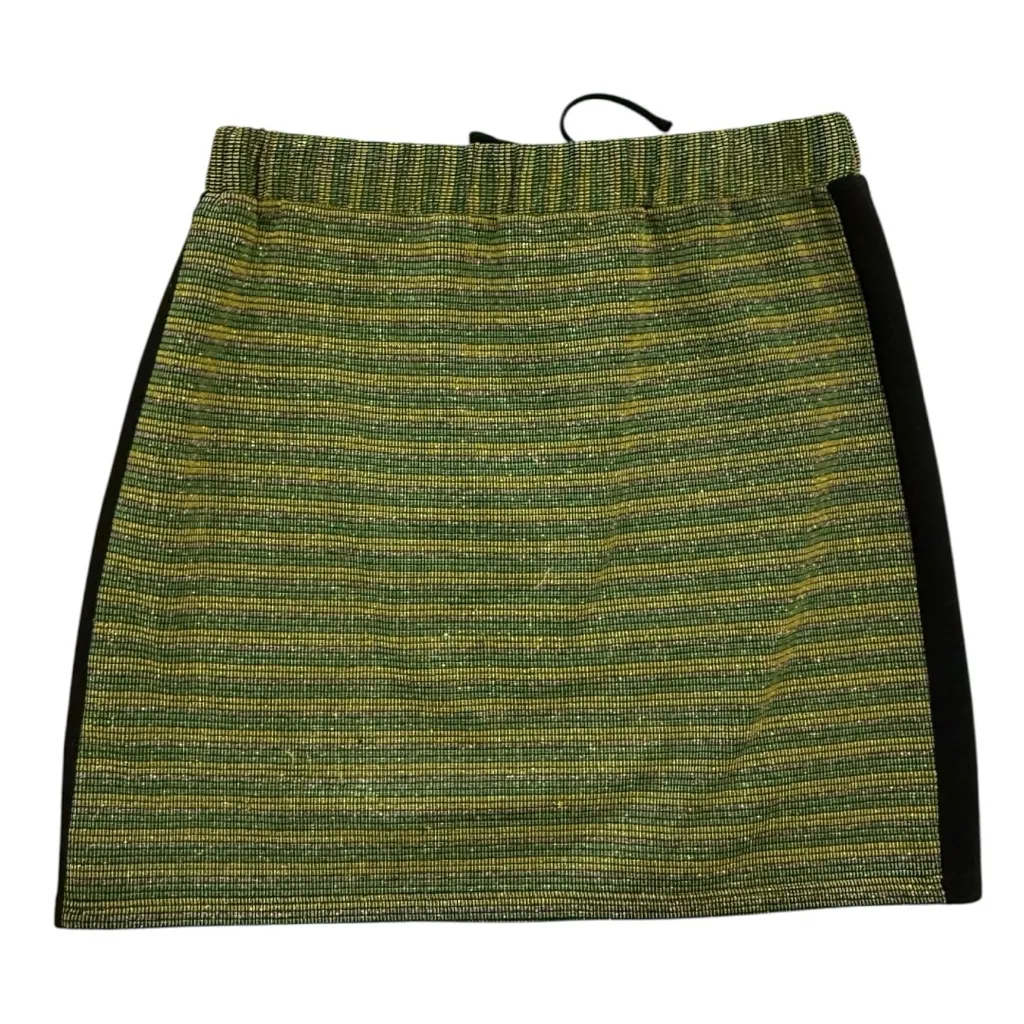 Topshop Green & Black Shiny Metallic Stretch Mini Skirt - Image 2