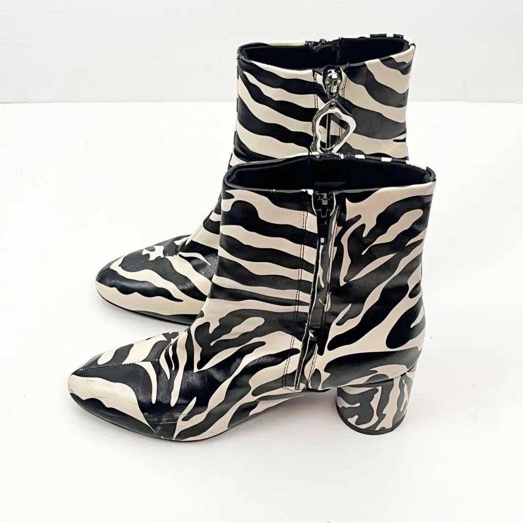 ASOS Designs Faux Leather Zebra Print Side Zip Chunky Heel Chelsea Boots Size 6 - Image 8