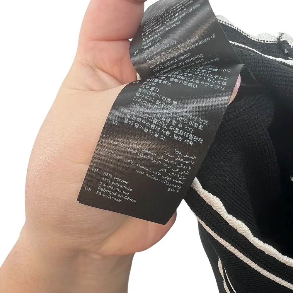 Sandro Anna Scalloped A-Line‎ Skirt Black Sweater Knit Front Slit Size 0 / US 2 - Image 15