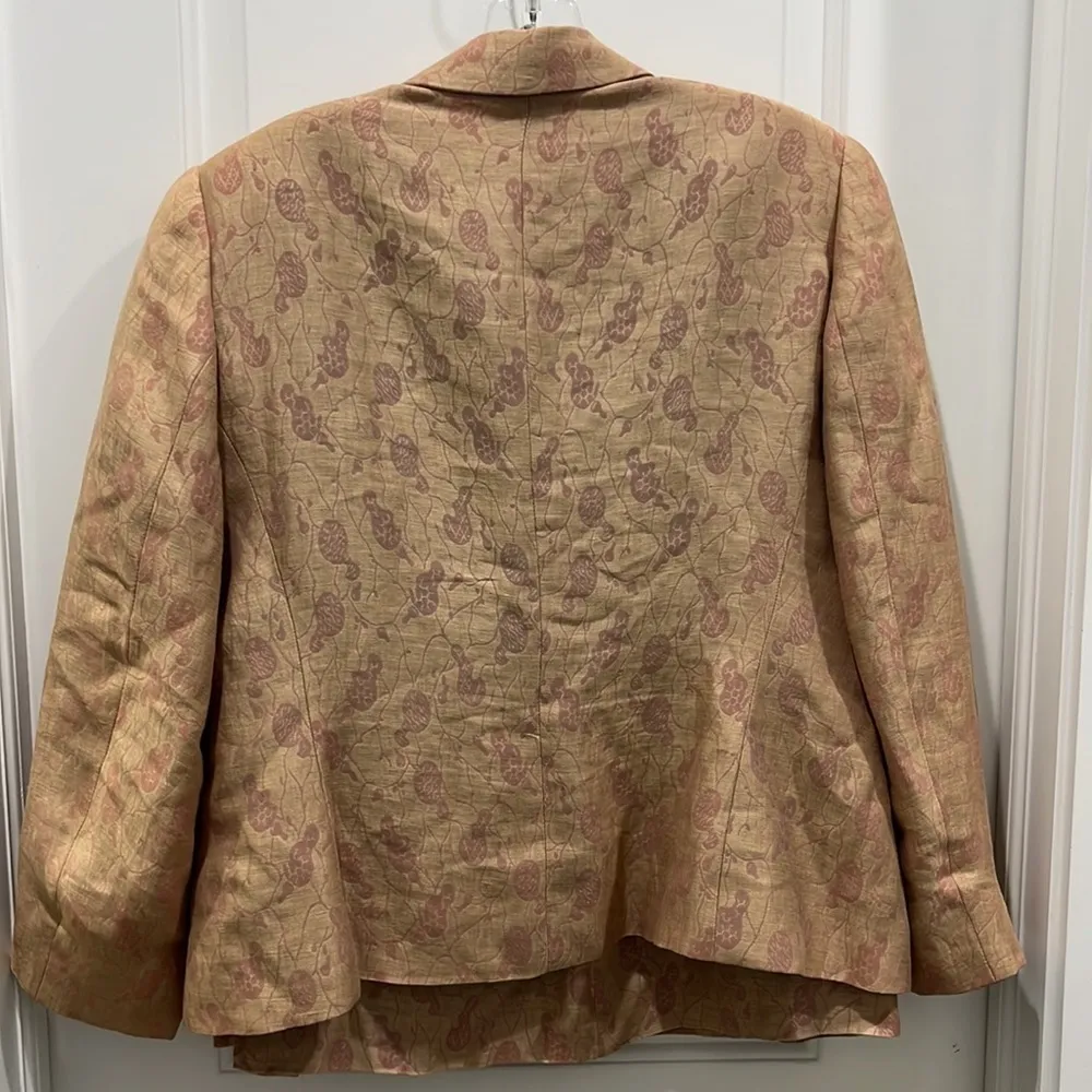 Giorgio Armani Le Collezioni Tan, Pink, Purple Linen Silk Suit Skirt Set Sz 12 - Image 9