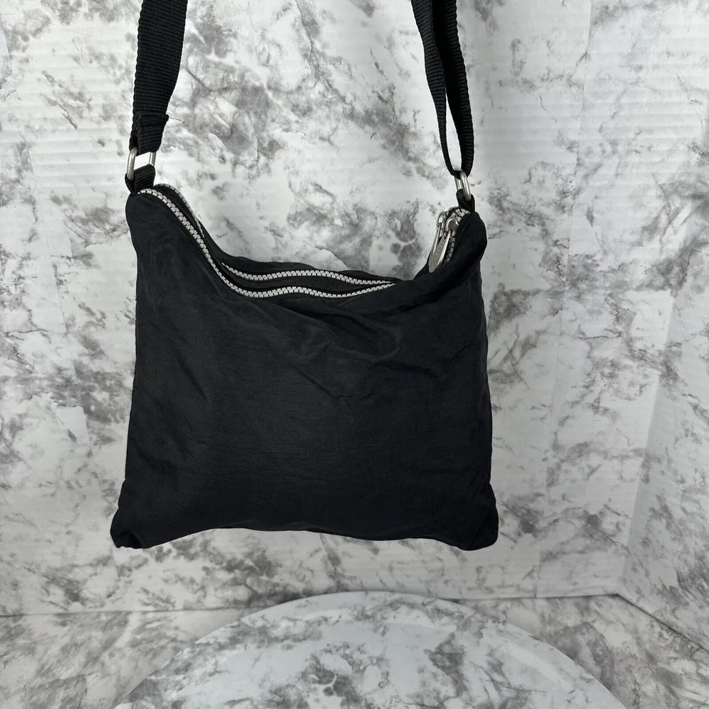 Baggallini Womens Crossbody Bag Purse Lightweight Black Nylon Double Zip Pockets - Image 9