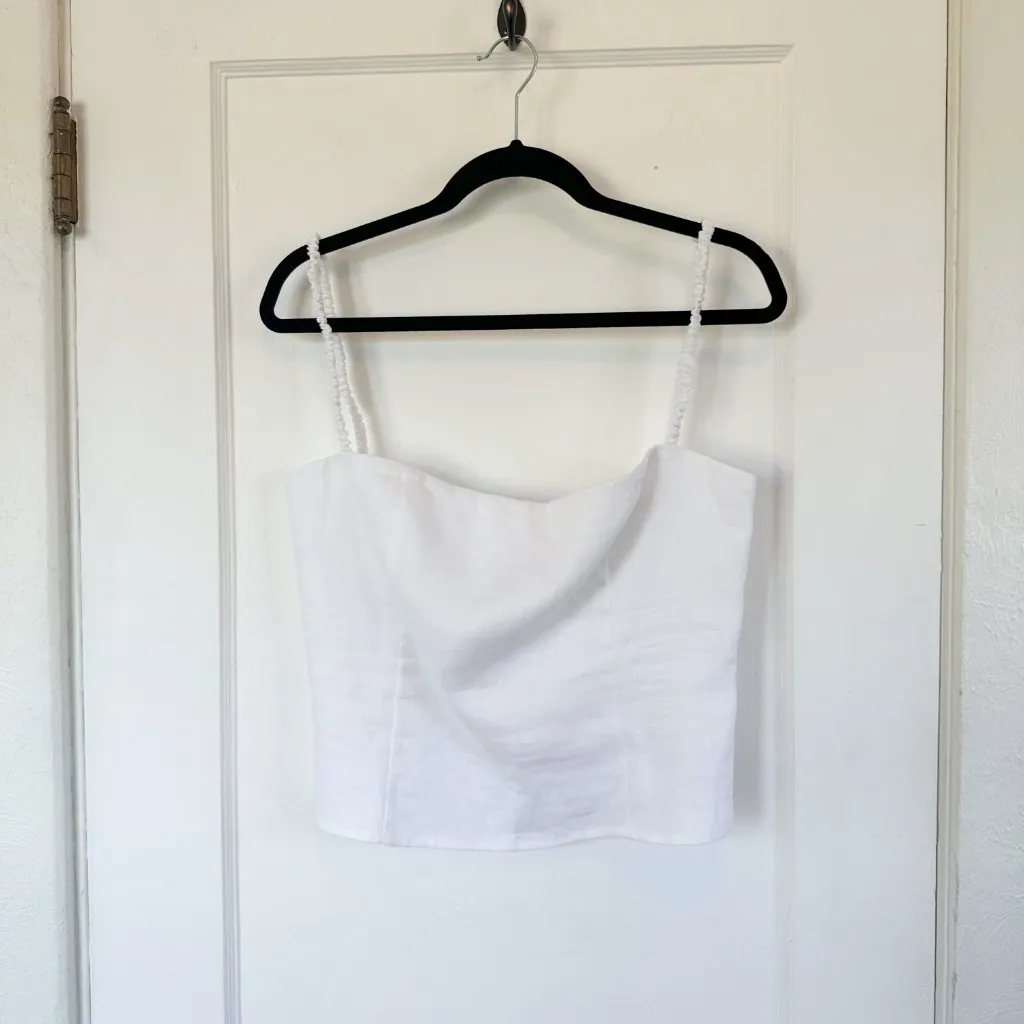 Reformation | Amaya Strappy Open-Back 100% Linen Top‎ in White - Image 4