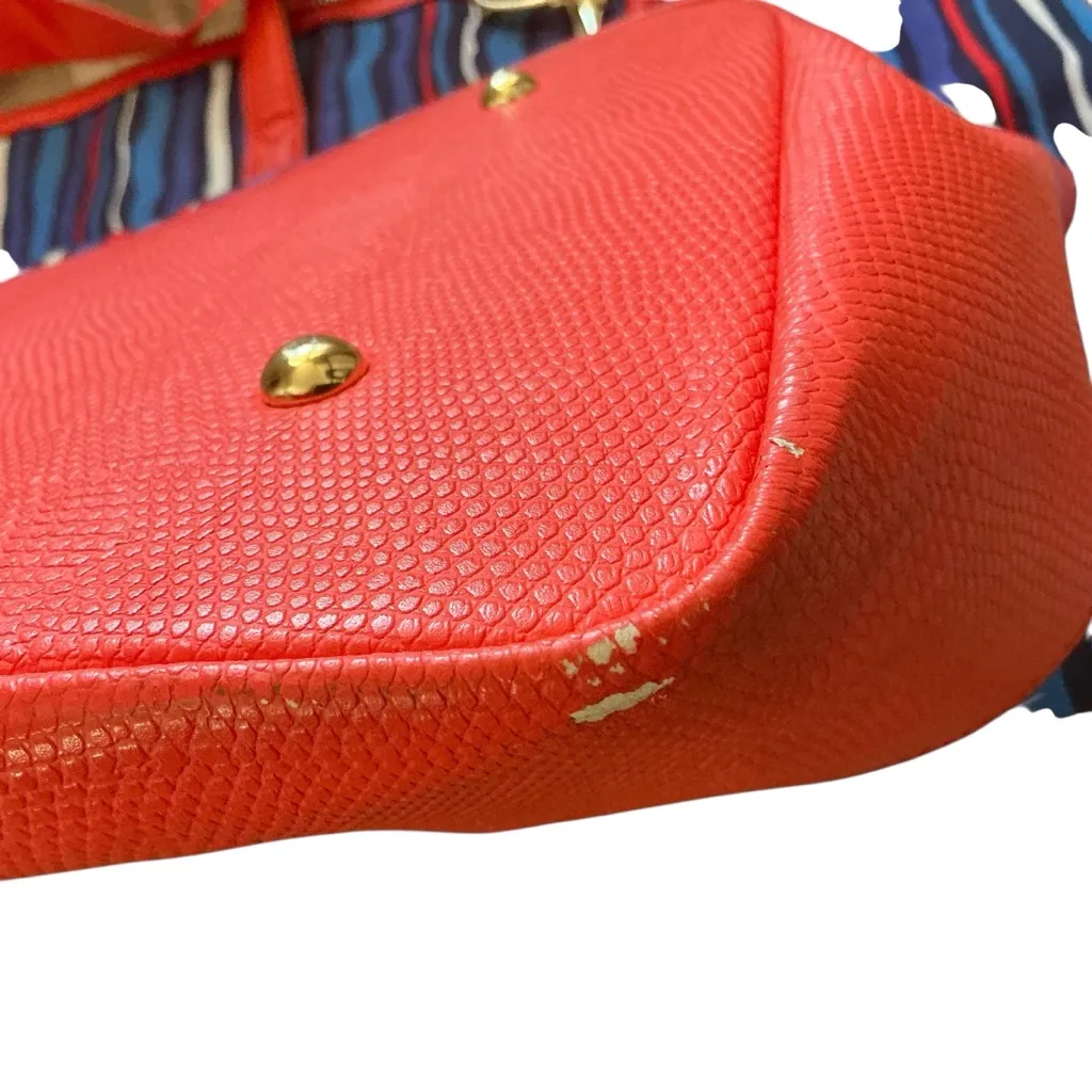 Vera Bradley large duffle bag cobalt stripe preppy poly stripe faux leather trim - Image 6