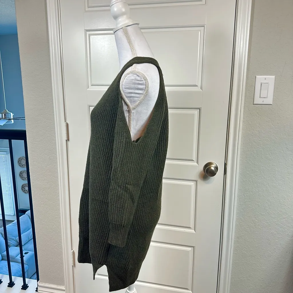 Michelle Mason Cold-Shoulder Ribbed Wool And Cashmere-Blend Sweater Green Small - Image 5