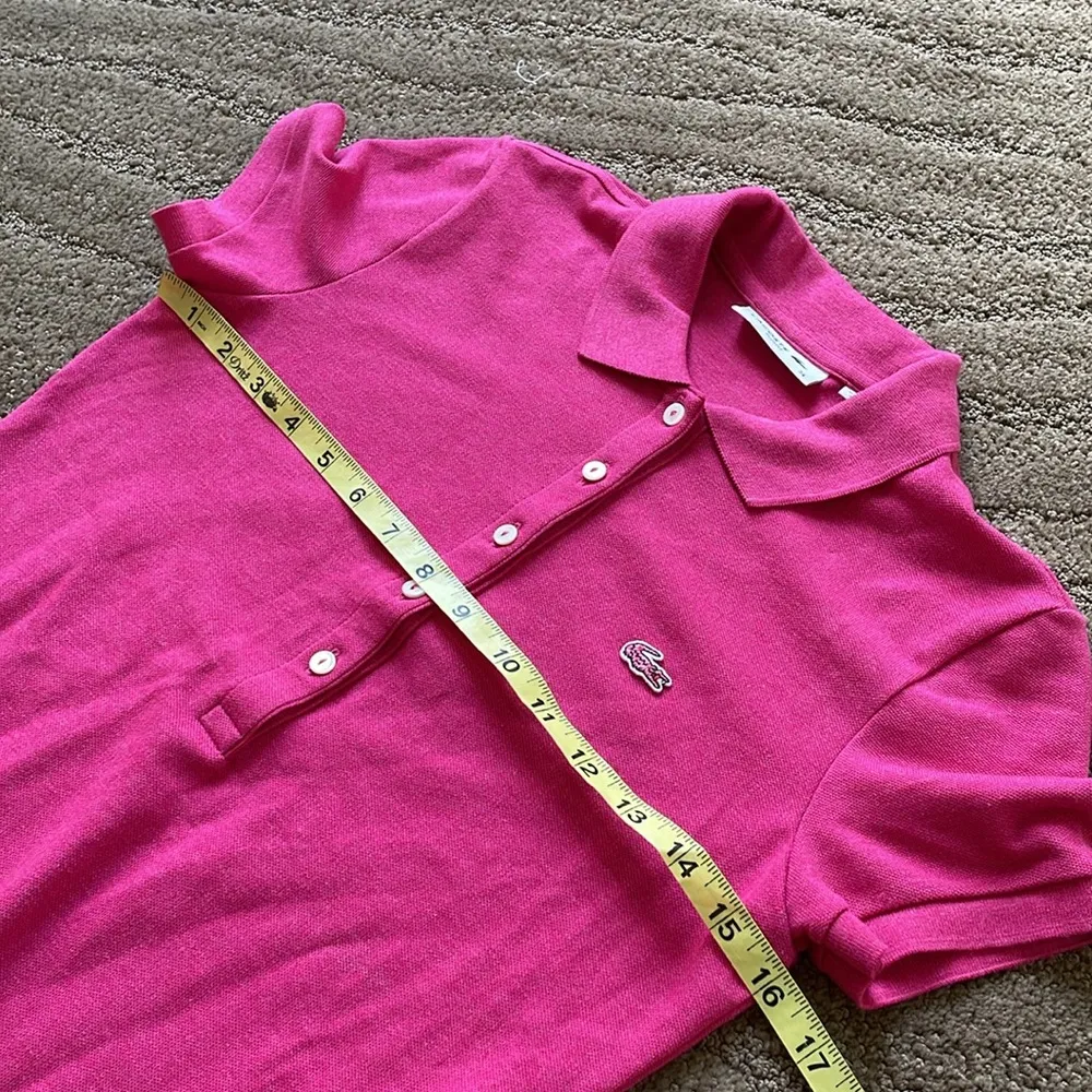 Lacoste made in Peru slim fit polo mini dress in fuchsia - Image 10