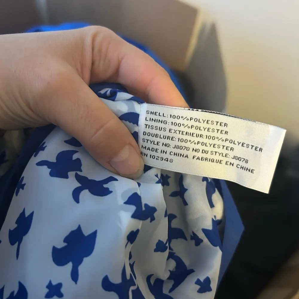 Tulle Anthropologie Royal Blue Ruffle Raincoat Women’s Size XL - Image 3