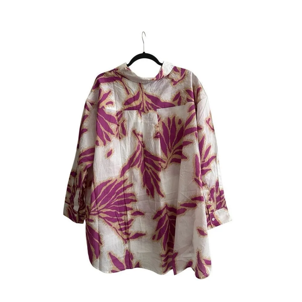 NWT Tanya Taylor Calandra Palm Cotton Shirt In Boysenberry Multi Top Size XXL - Image 5