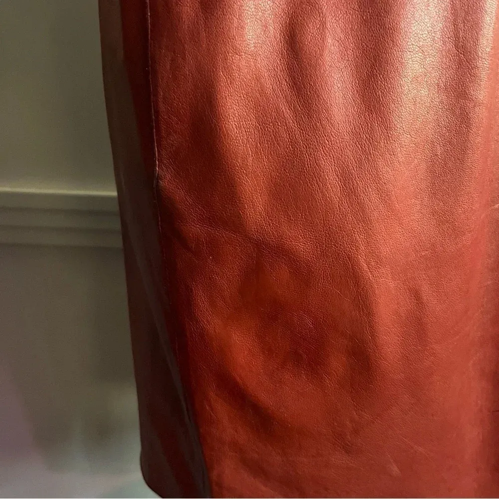 Longchamp  • Authentic Red Lamb Leather Button Front Coat - Image 6