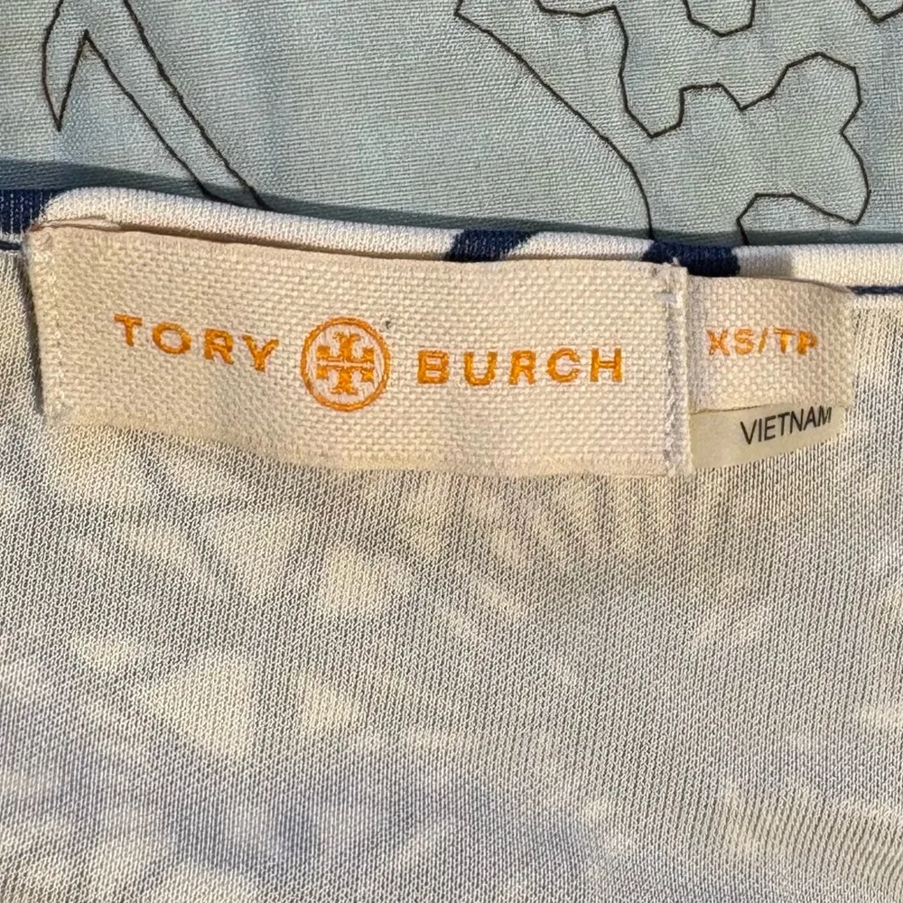 TORY BURCH Blue Baltic Sea Dream Catcher Print Cap Sleeve V Neck Womens XS🧡 - Image 8